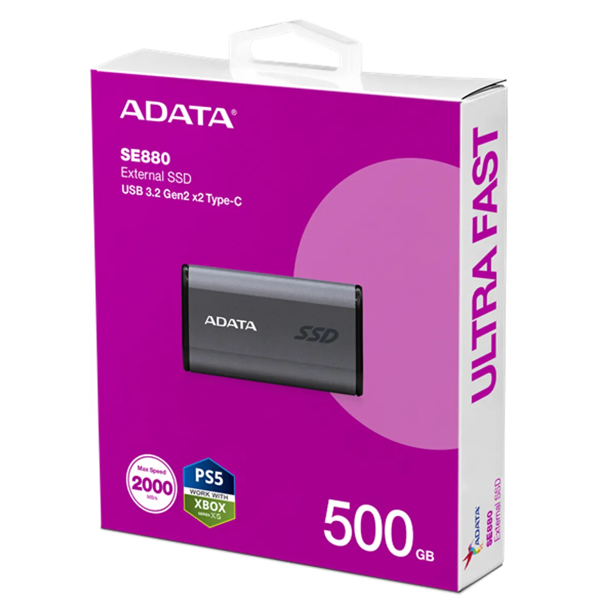 ADATA AELI-SE880-500GCGY Elite SE880 500GB USB 3.2 Gen2x2 Type-C 2000MBps szürke #1