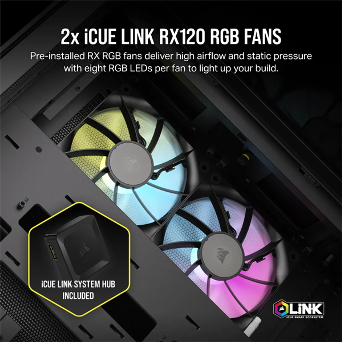 CORSAIR CC-9011267-WW 2500X iCUE link micro-atx duálkamrás edzett üveg fekete táp nélküli #7