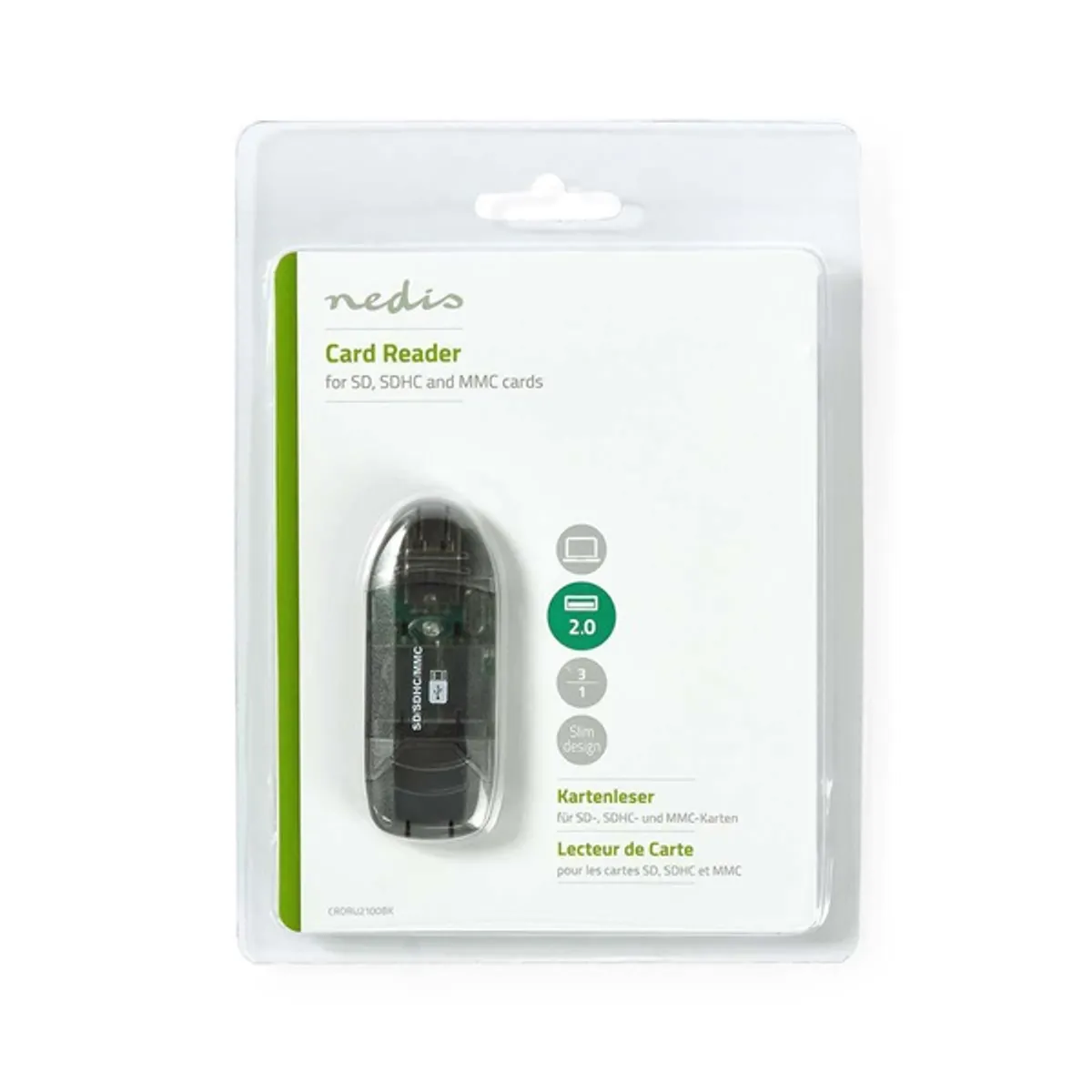 Nedis CRDRU2100BK kártyaolvasó USB 2.0 hub 4x USB port MMC SD SDHC SDXC #6