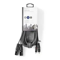 Nedis COTH15210GY30 XLR kábel 2x XLR 3 tűs dugó - 2x RCA dugó, 3 m, sötétszürke #3