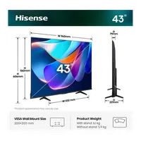 HISENSE 43A6S 4K UHD okos LED televízió AI Upscaler Smooth Motion VRR ALLM Dolby Vision Game Mode Plus VIDAA Voice #2