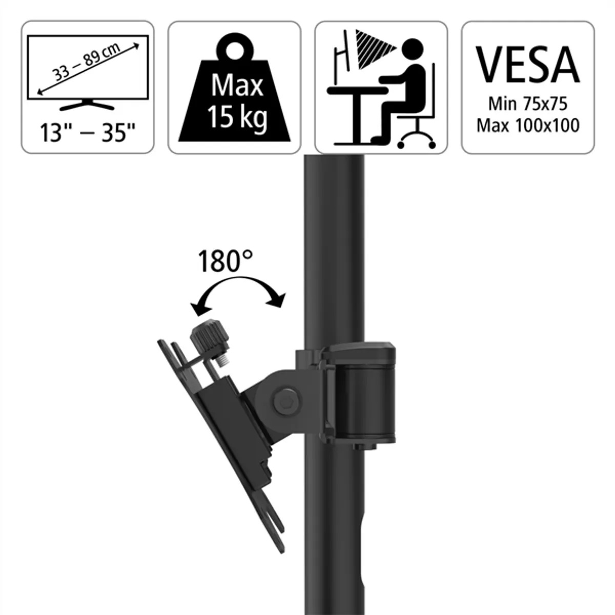 HAMA 00118494 Monitorkar dupla Full Motion 13"-35" 75x75,100x100 VESA #5