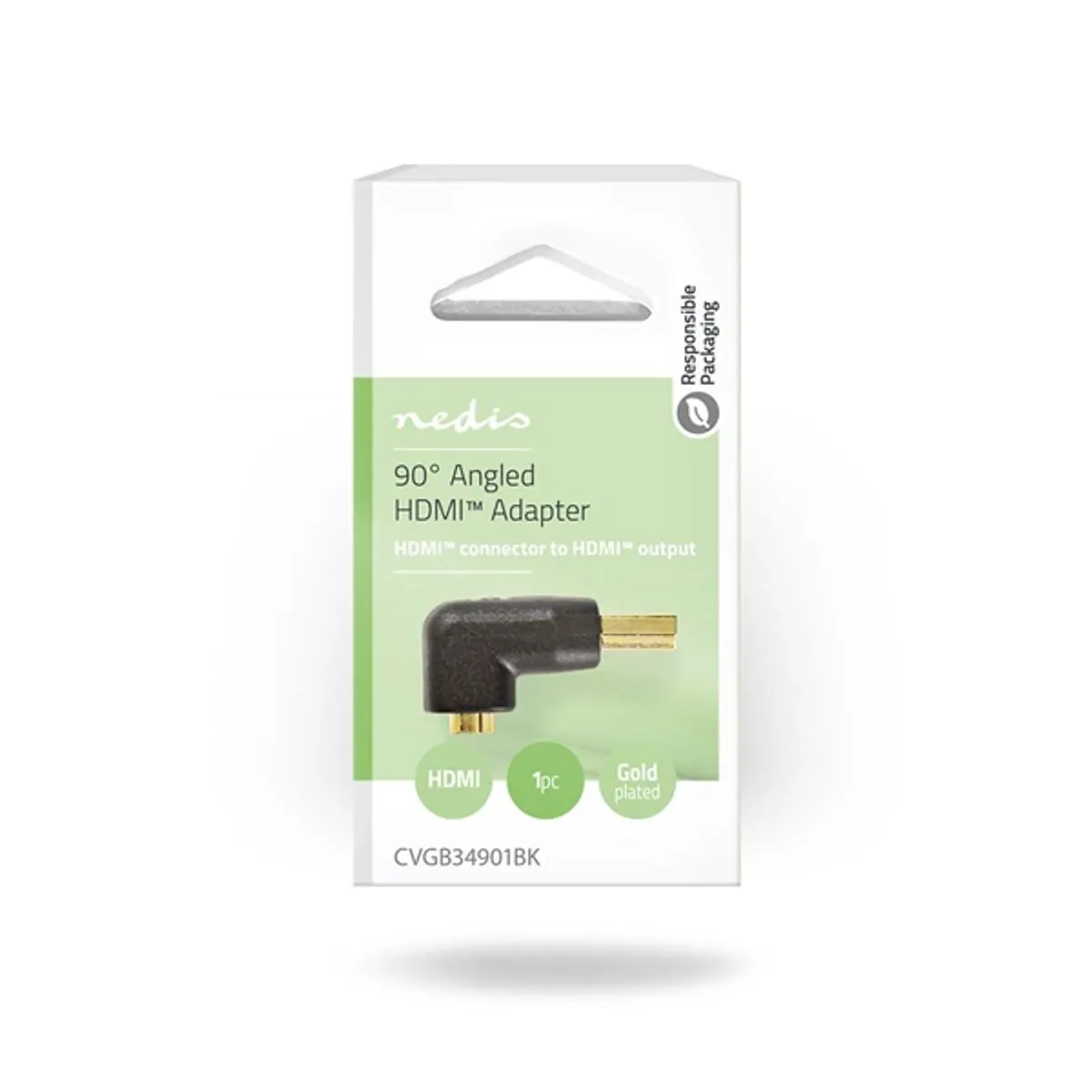 Nedis CVGB34901BK hdmi m-f adapter 90 fokos szög aranyozott hdmi csatlakozó fekete #7