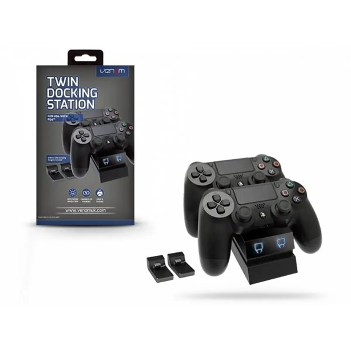 VENOM VS2732 PS4 dupla töltőállomás Dokkoló tartó és töltő egyben Gyors töltés 2x DUALSHOCK 4 Fekete #1