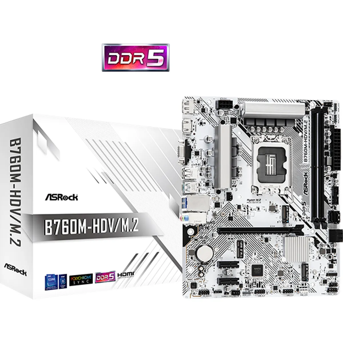 ASRock B760M-HDV-M.2 DDR5 7200MHz LGA1700 PCIe 4.0 x16 2x PCIe 3.0 x1 3x M.2 4x SATA3 2.5G LAN HDMI DisplayPort D-Sub #1
