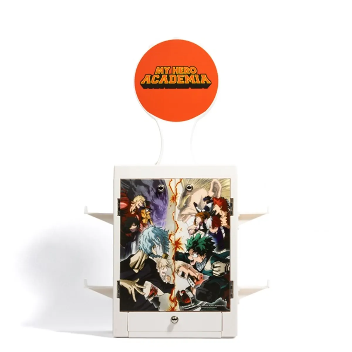 NUMSKULL NS3282 My Hero Academia szekrényes játéktartó állvány 10 játék- és film-tárolás, 4 kontrollertartó, fejhallgató-tartó a tetején #1