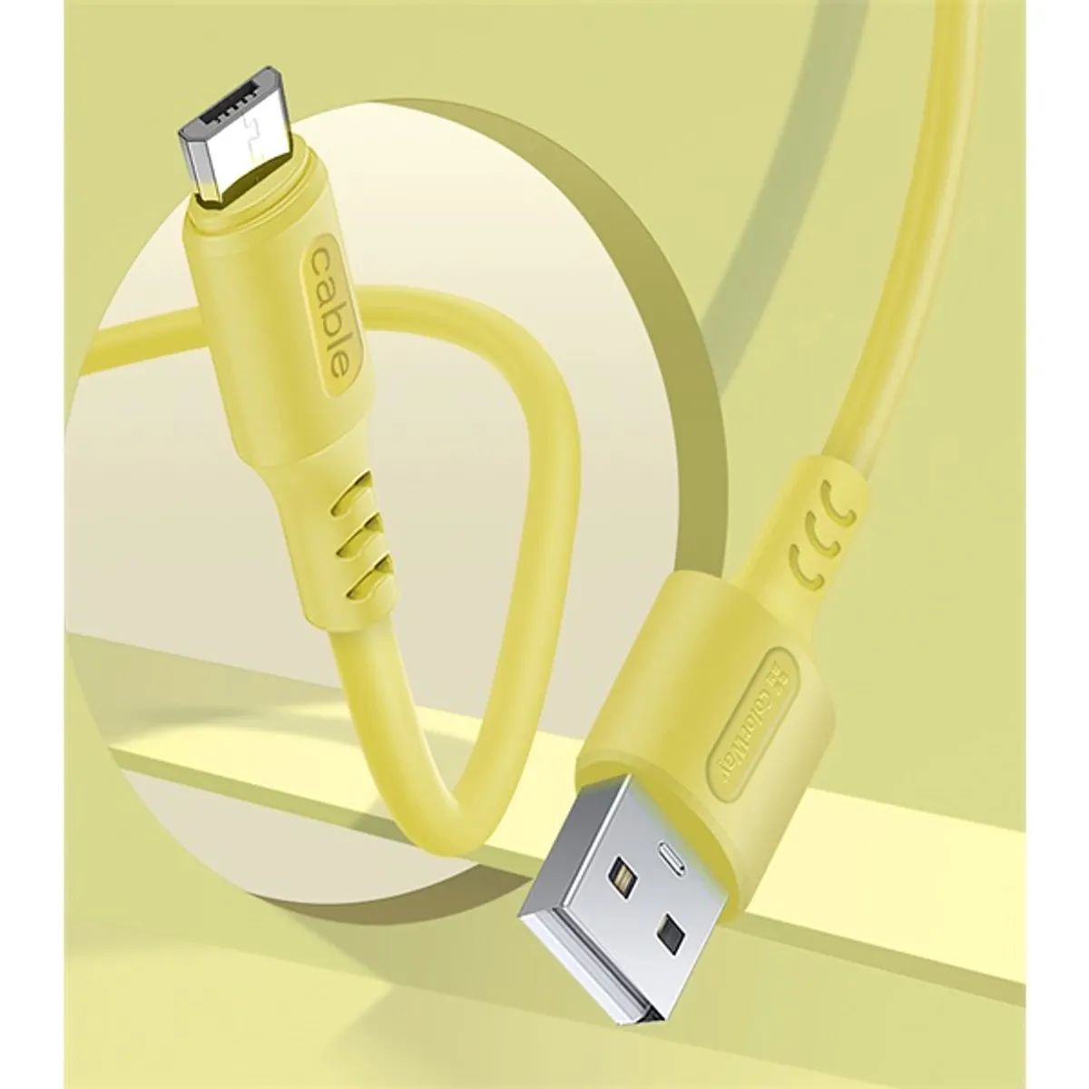 COLORWAY CW-CBUM043-Y USB-MicroUSB kábel puha szilikon 1m sárga 2.4A #5