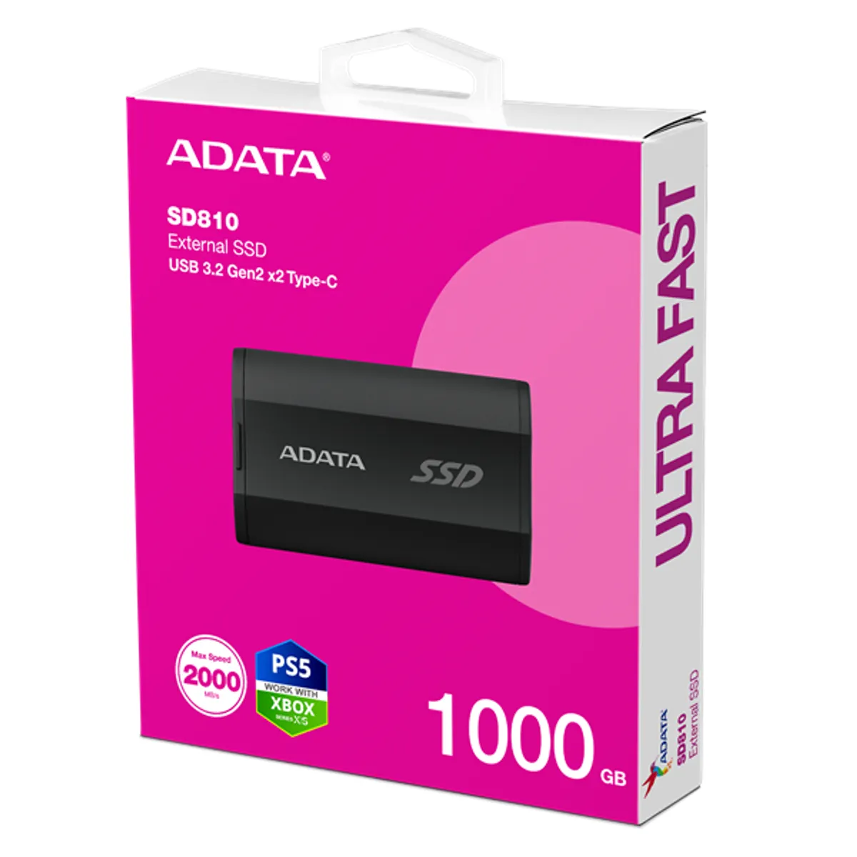 ADATA SD810-1000G-CBK SD810 külső SSD 1TB USB 3.2 Gen2x2 USB-C IP68 ütésálló 2000 MBps olvasás, 2000 MBps írás #1