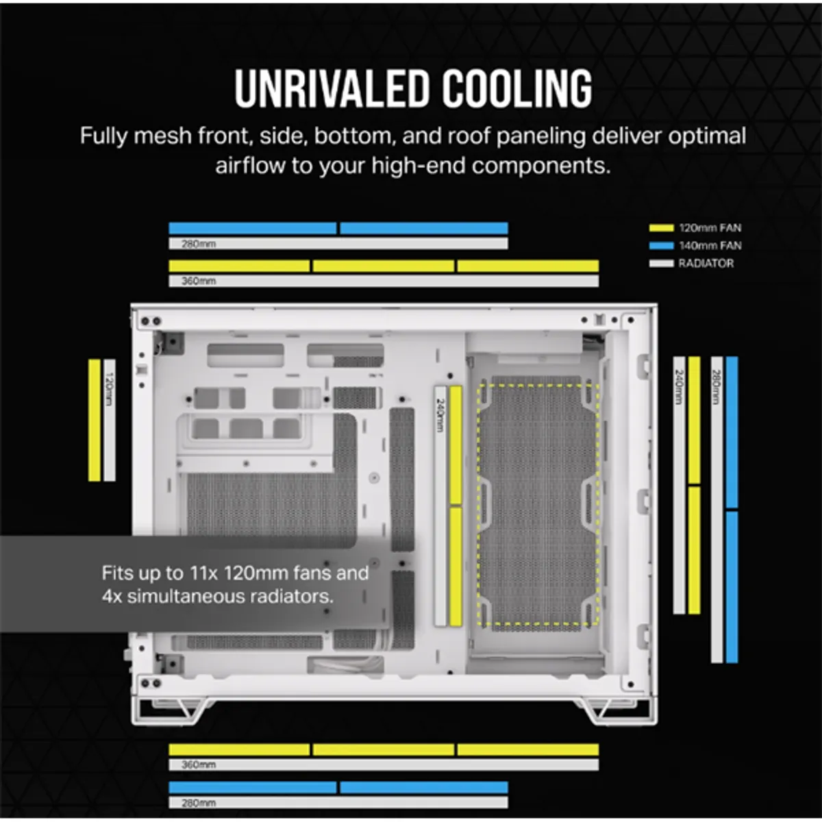CORSAIR CC-9011264-WW 2500D Airflow dupla kamrás Micro-ATX fehér edzett üveg #5