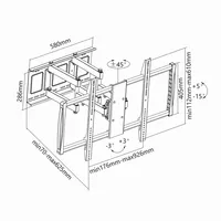 SBOX PLB-3769 fali konzol 60"-100" 200x200-600x900 80 kg tilt 5°/-15° swivel 45°/-45° 70-625 mm fekete #2