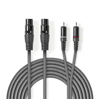Nedis COTH15230GY15 xlr aljzat 2x - RCA dugó 2x, szimmetrikus audió kábel, 1,5m, sötét szürke #2