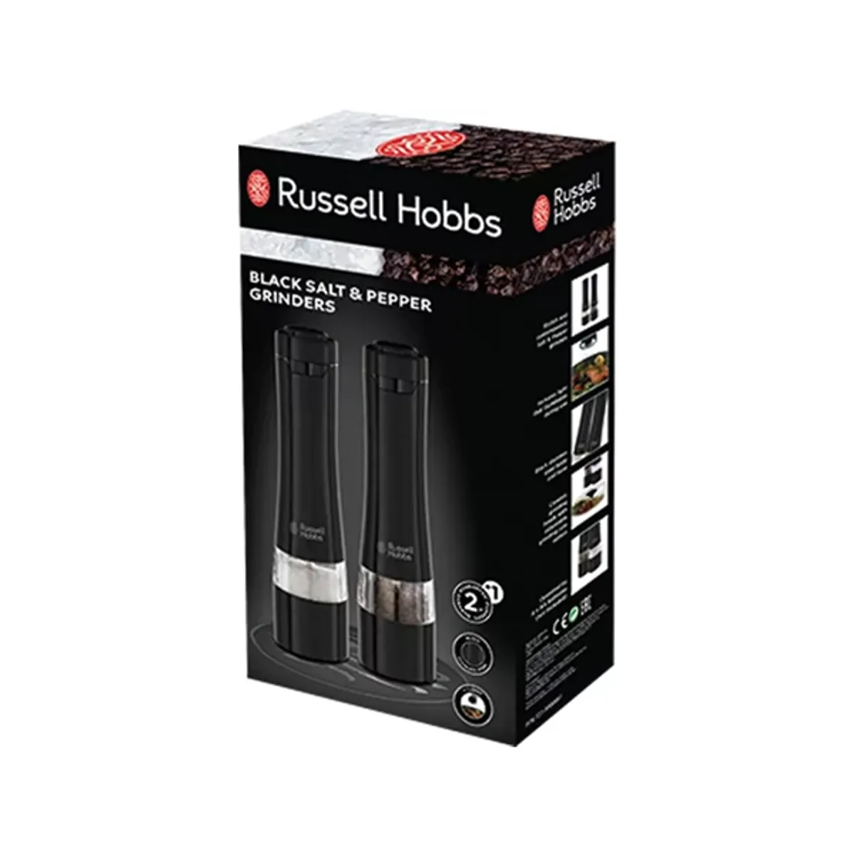 Russell Hobbs 28010-56 só- és borsőrlő kerámia őrlőbetétek, állítható finomság, beépített fény, elemes 4x AA, fekete #2