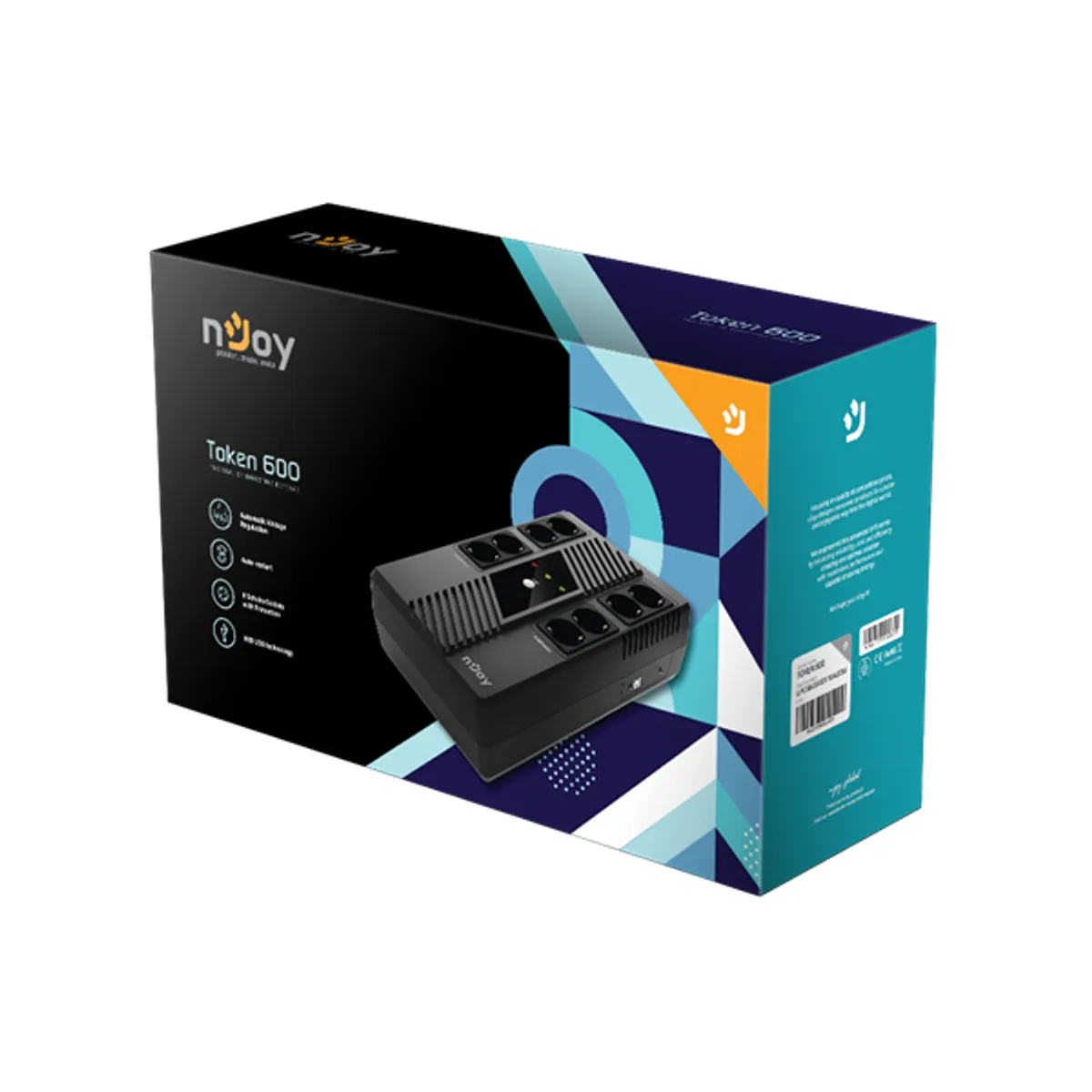 NJOY UPCSBLS660TTOAZ01B Token 600 600 VA Line-interaktív USB HID 4x Schuko adatvonal-védelem #2