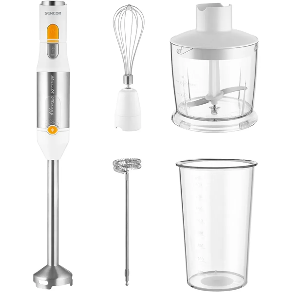 SENCOR SHB 6301WH 4 az 1-ben botmixer Titanium QuadBlade 1200 W 20 fokozat 800 ml edény 500 ml edény tejhabosító #2