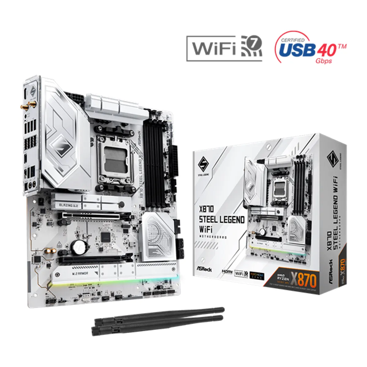 ASROCK X870 STEEL LEGEND WIFI AM5 14-2-1 fázis, 4x DDR5, PCIe 5.0 x16, M.2 Gen5x4, Wi-Fi 7 BT, 2x USB4 Type-C, HDMI, ALC4082 7.1, 2.5G LAN #1