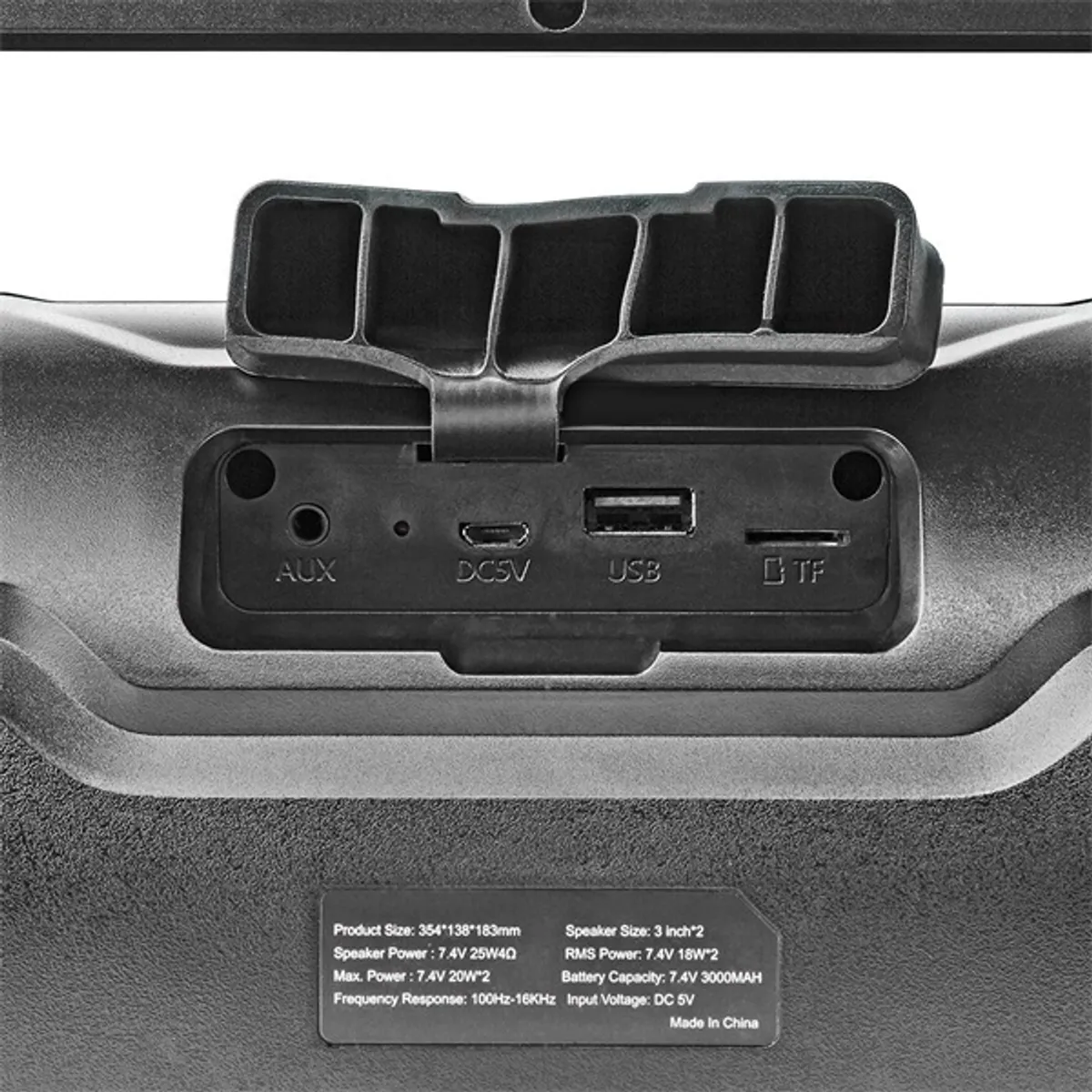 Nedis SPBB310BK Partymagnó Bluetooth 5.0 40 W RMS 120 W csúcs 3000 mAh IPX5 10 m hatótávolság USB AUX microSD fekete #5