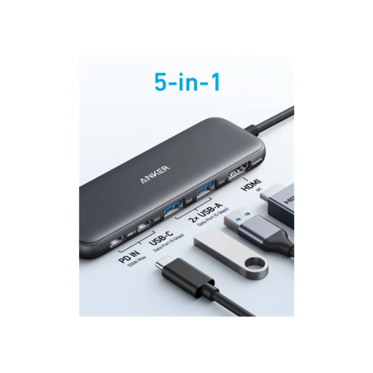 Anker A8355H11 Usb-C hub 5-in-1 4k hdmi 2x Usb-A pd-in 100w #2
