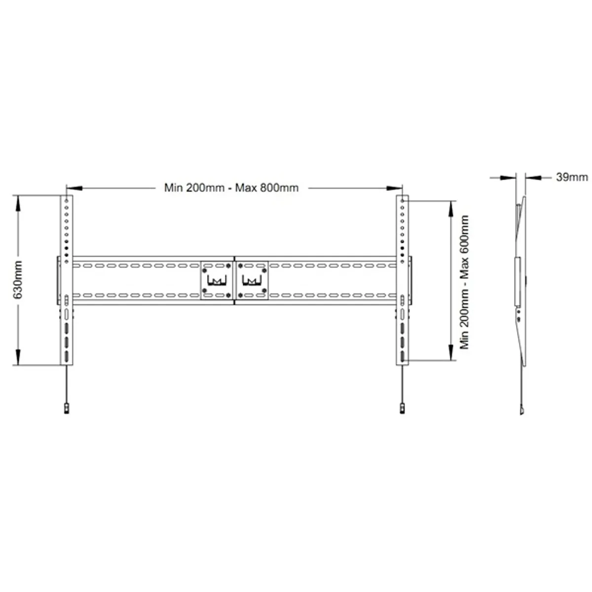 MULTIBRACKETS 7350073731091 Fix fali konzol M Universal Fixed Wallmount SD MAX 800x600 60-110" Fekete 125 kg #8