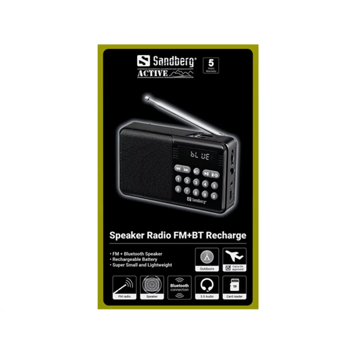 Sandberg 421-18 rádió hangszóró fm bt 5W újratölthető akkumulátor mp3 usb tf #3