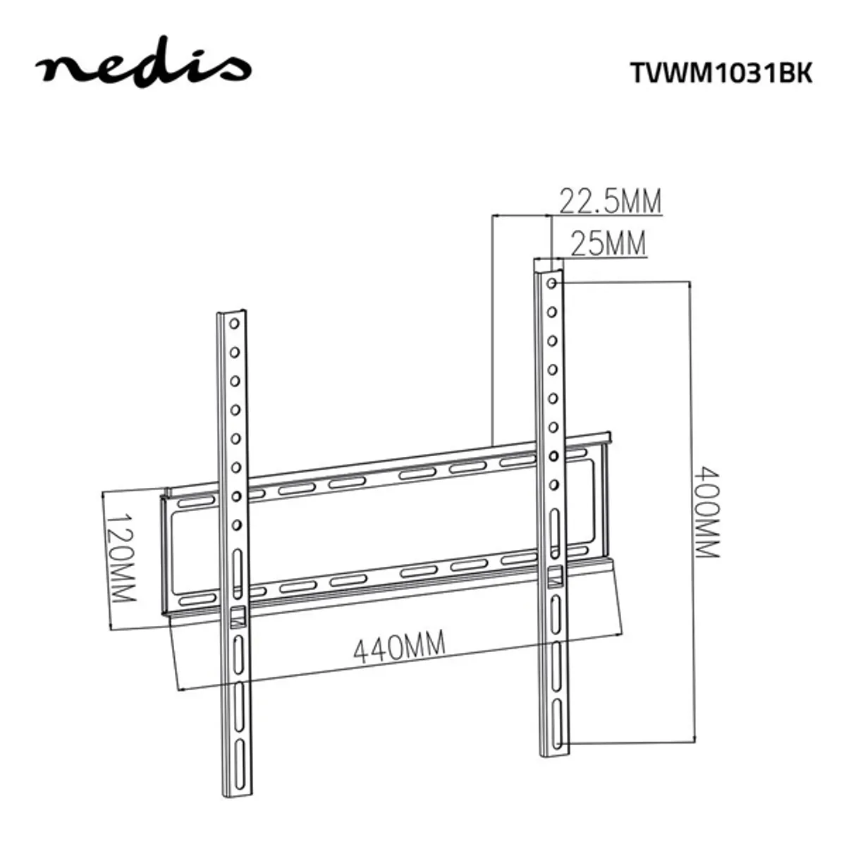 NEDIS TVWM1031BK rögzített fali TV-tartó 23-55" max. 35 kg VESA 100x100-400x400 23 mm faltól #4
