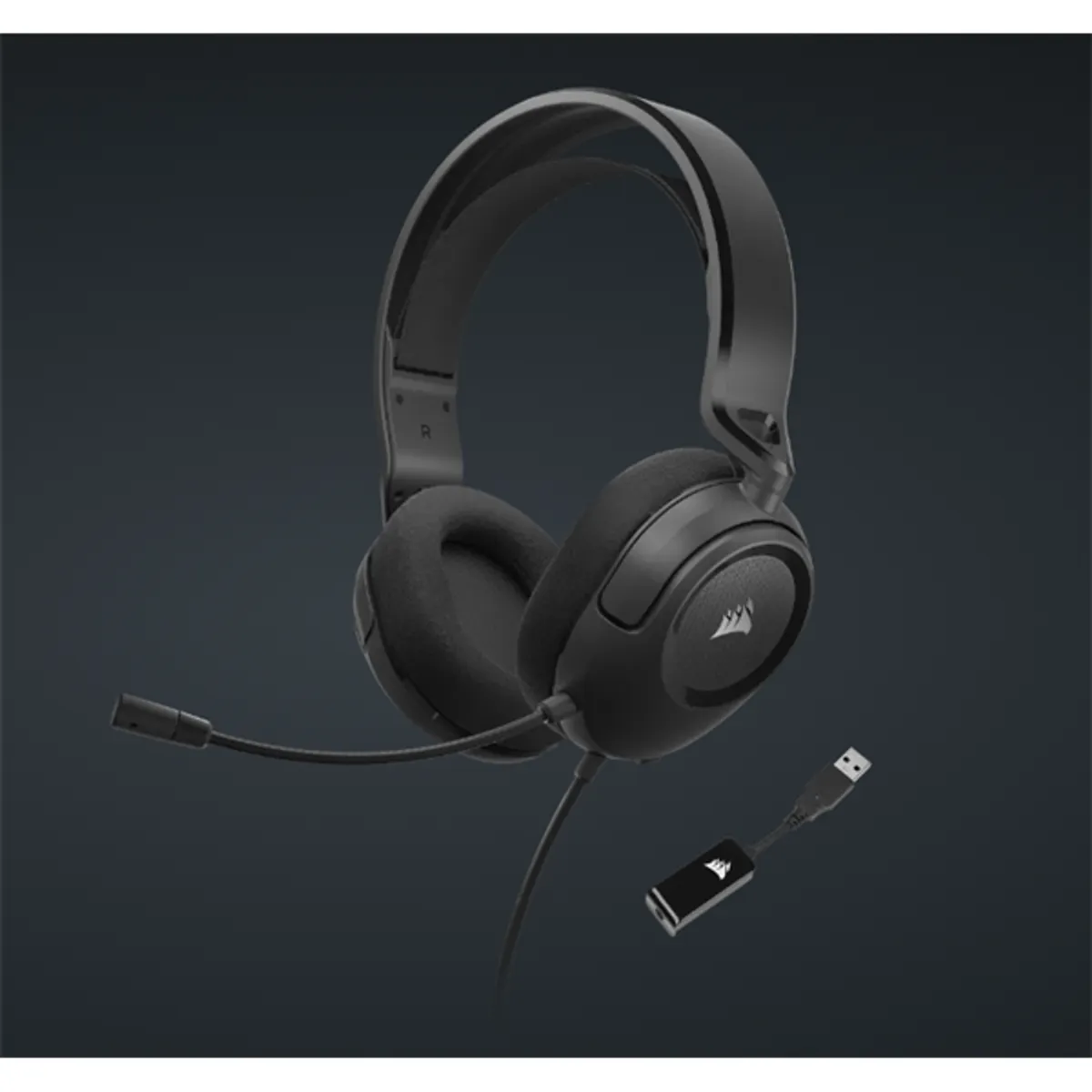 Corsair CA-9011386-EU HS35 Surround v2 fejhallgató multiplatformos 50 mm hangszórók 3,5 mm jack USB adapter Dolby surround #1