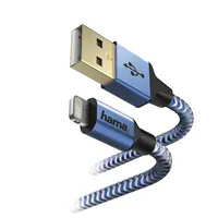 Hama 00201553 Lightning adatkábel 1,5 m kék árnyékolt aranyozott dugó USB 2.0