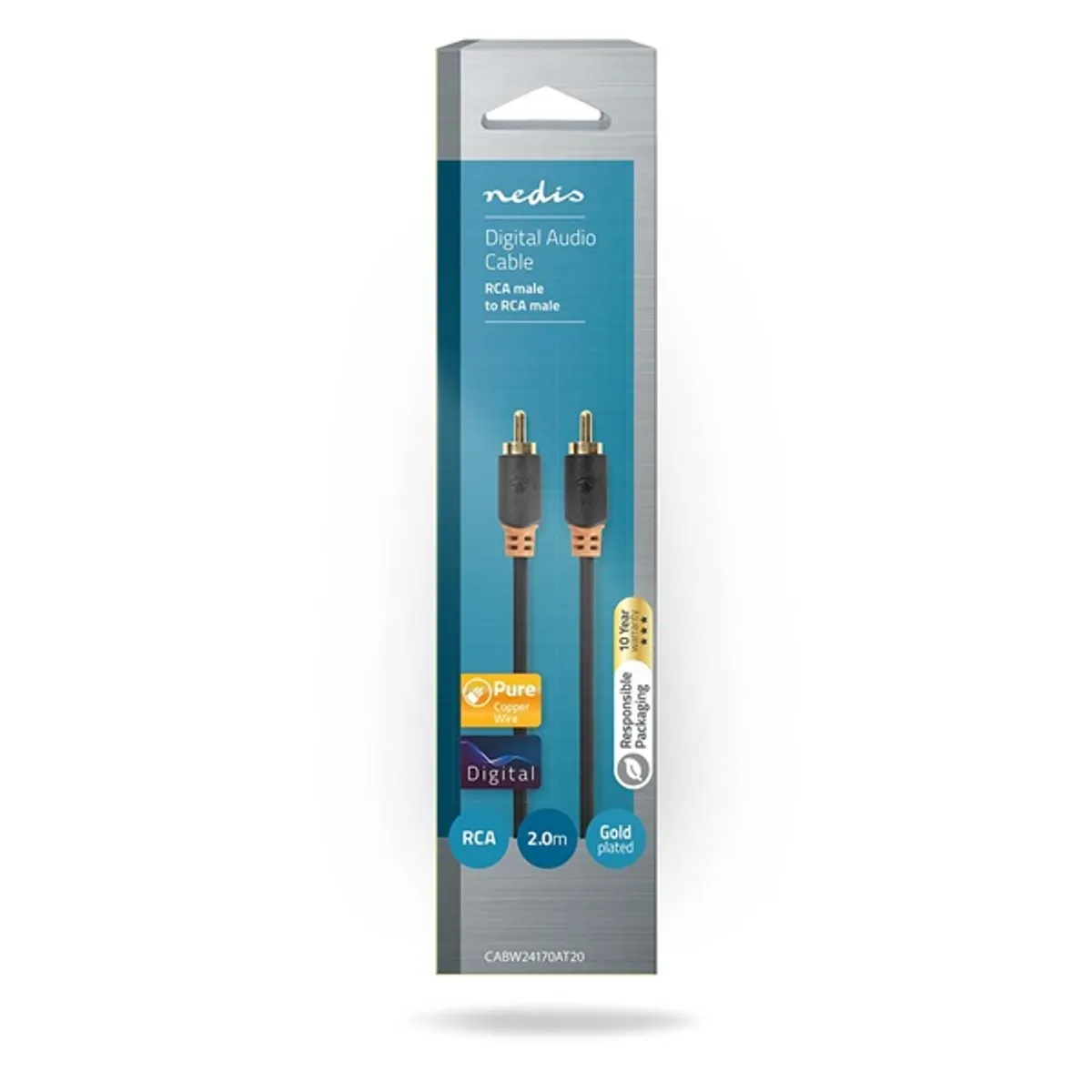 Nedis CABW24170AT20 digitális koax kábel, 2 x aranyozott rca, hossz 2m #3