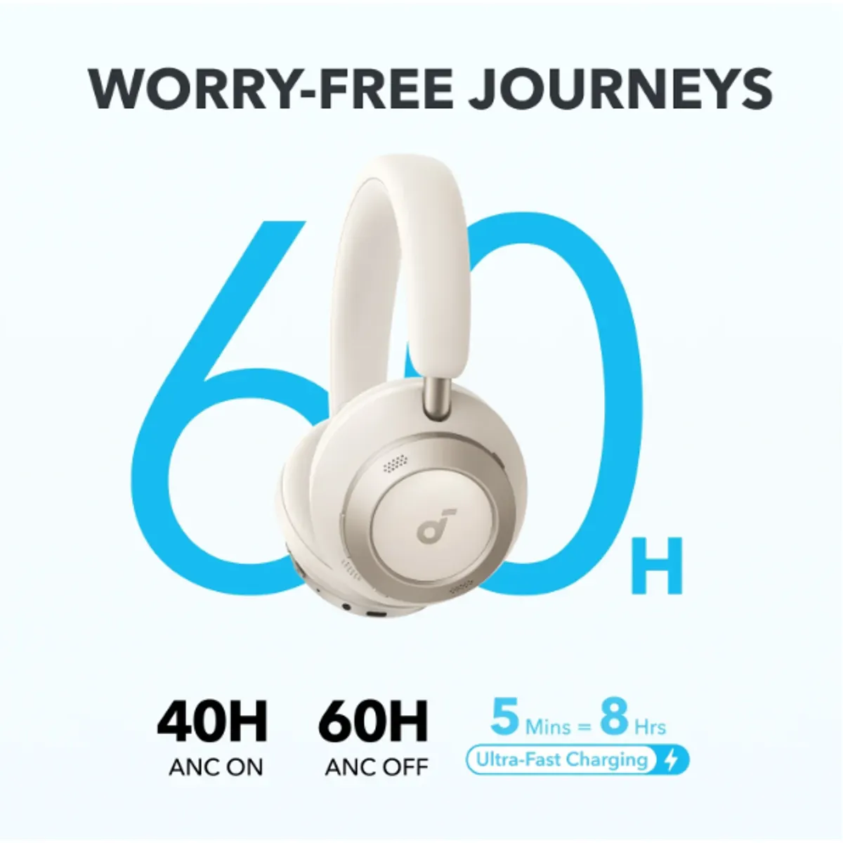 ANKER A3062G21 Soundcore Space One Pro összecsukható vezeték nélküli aktív zajszűrő krémszínű fejhallgató #5