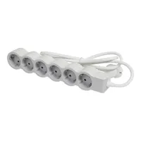 LEGRAND 694565 Elosztó 6 aljzat, 3 m fehér-szürke, 16 A, 230 V, 3680 W, 45°-os szögben elforgatott
