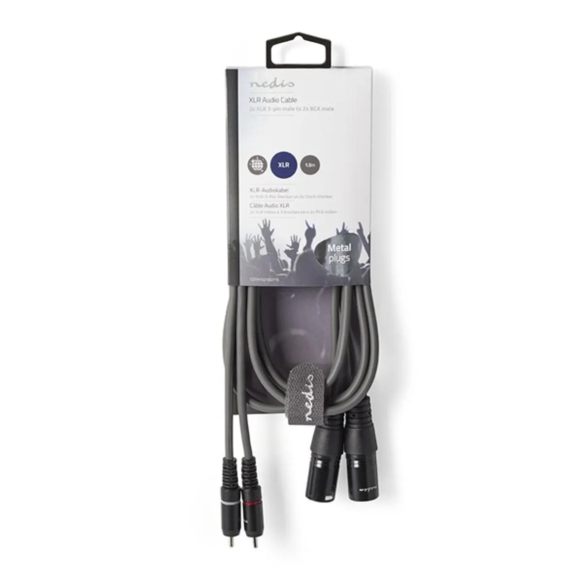 Nedis COTH15210GY15 XLR-RCA szimmetrikus audió kábel 1,5 m 2x XLR 3tűs férfi, 2x RCA férfi, PVC burkolat, sötétszürke #3