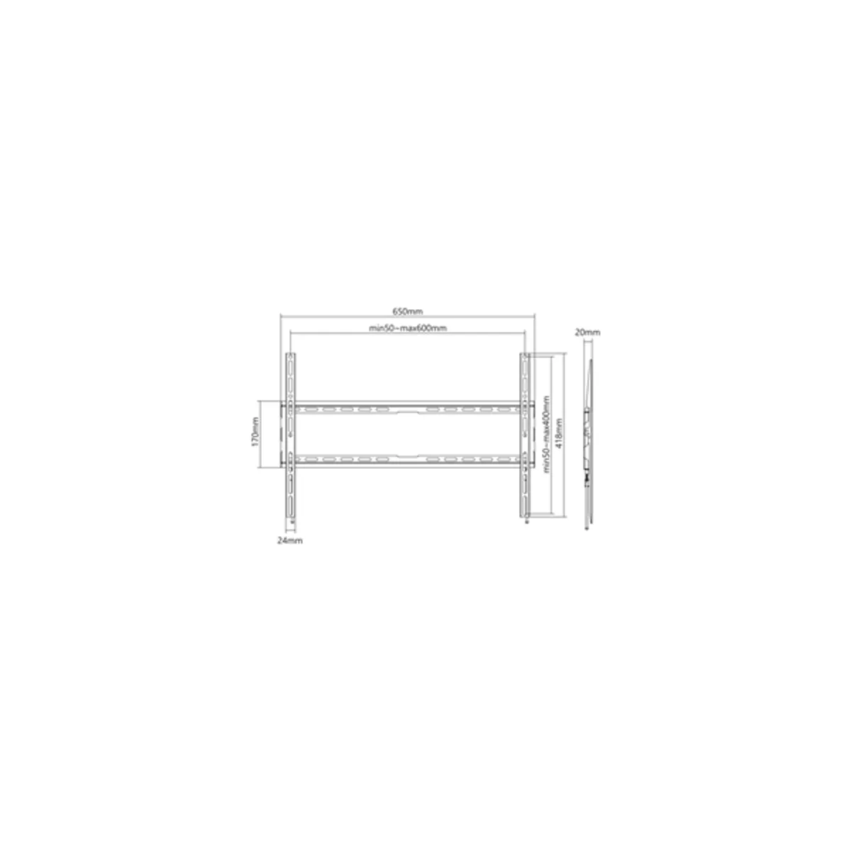 SBOX PLB-2264F-2 fix fali konzol 37"-80", VESA 200x200-600x400, max terhelés 45 kg, fekete #5