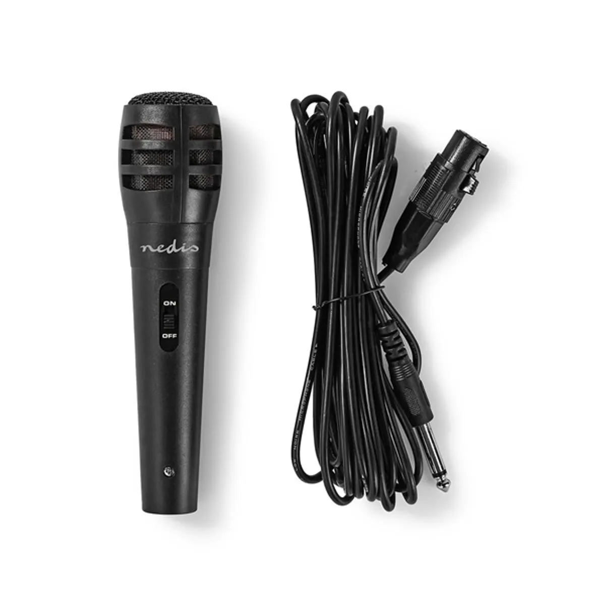 NEDIS MPWD15BK dinamikus mikrofon 5 m levehető kábel 600 ohm 80 hz-12 khz -75 db integrált kapcsoló utazó tok #1