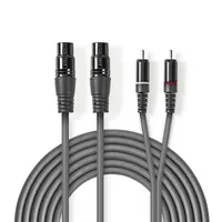 Nedis COTH15230GY30 XLR aljzat 2x RCA dugó szimmetrikus 3 m sötét szürke nikkelezett #2