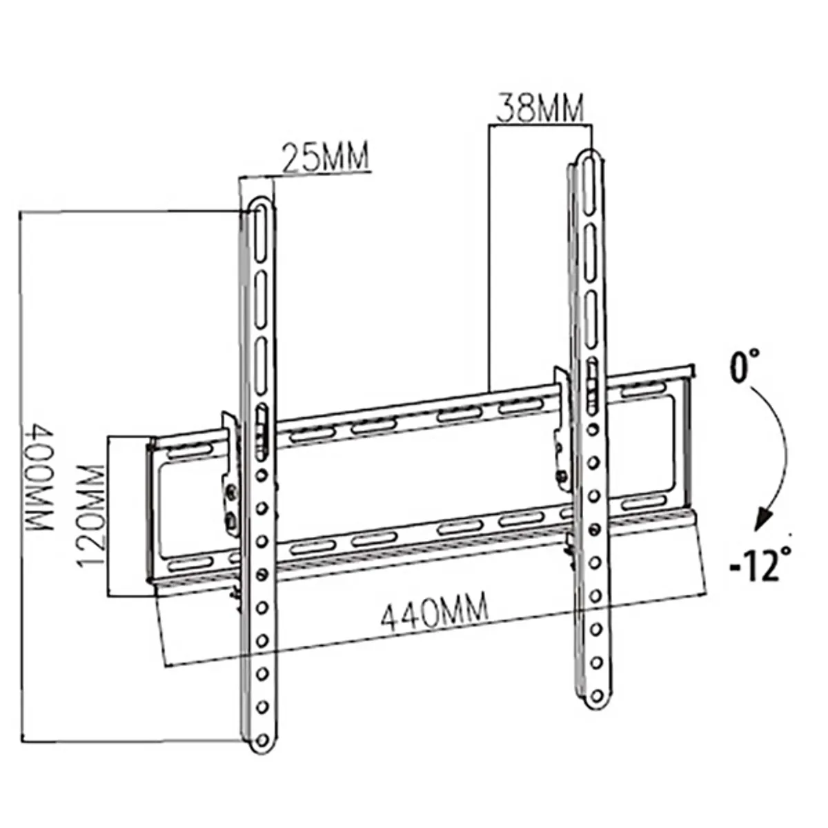 NEDIS TVWM1131BK dönthető fali TV-tartókonzol 23"-55" VESA 100x100 200x200 400x400 12° dőlésszög max 35 kg acél #5
