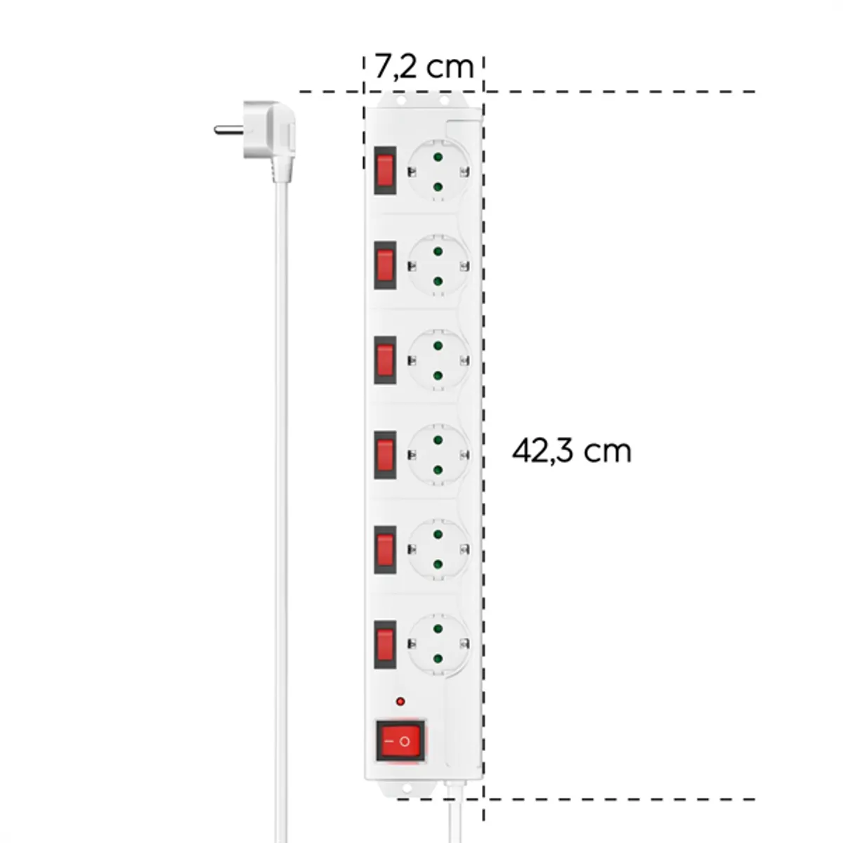 Hama 00223159 hálózati elosztó 6 aljzat, 1,4 m, fehér, túlfeszültségvédelem, 16 A, falra szerelhető #4