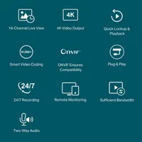 TP-LINK VIGI NVR2016H 16 csatornás hálózati videórögzítő 4K-felbontás, 10 TB tárhely, HDMI-VGA, 2xSATA, H265, H264, ONVIF #3