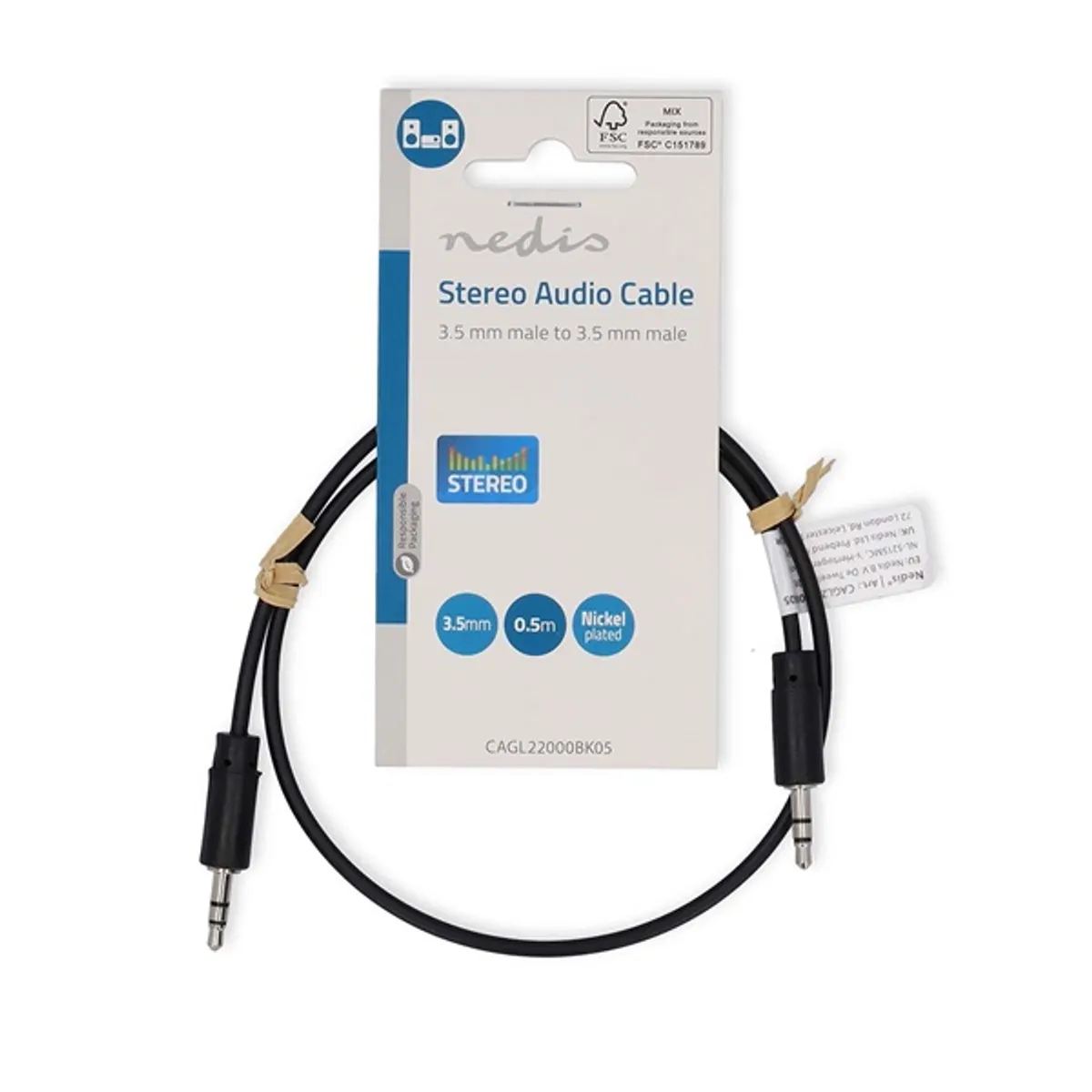 NEDIS CAGL22000BK05 3,5 mm sztereó audio kábel 0,50 m mindkét végén aranyozott dugasz #3