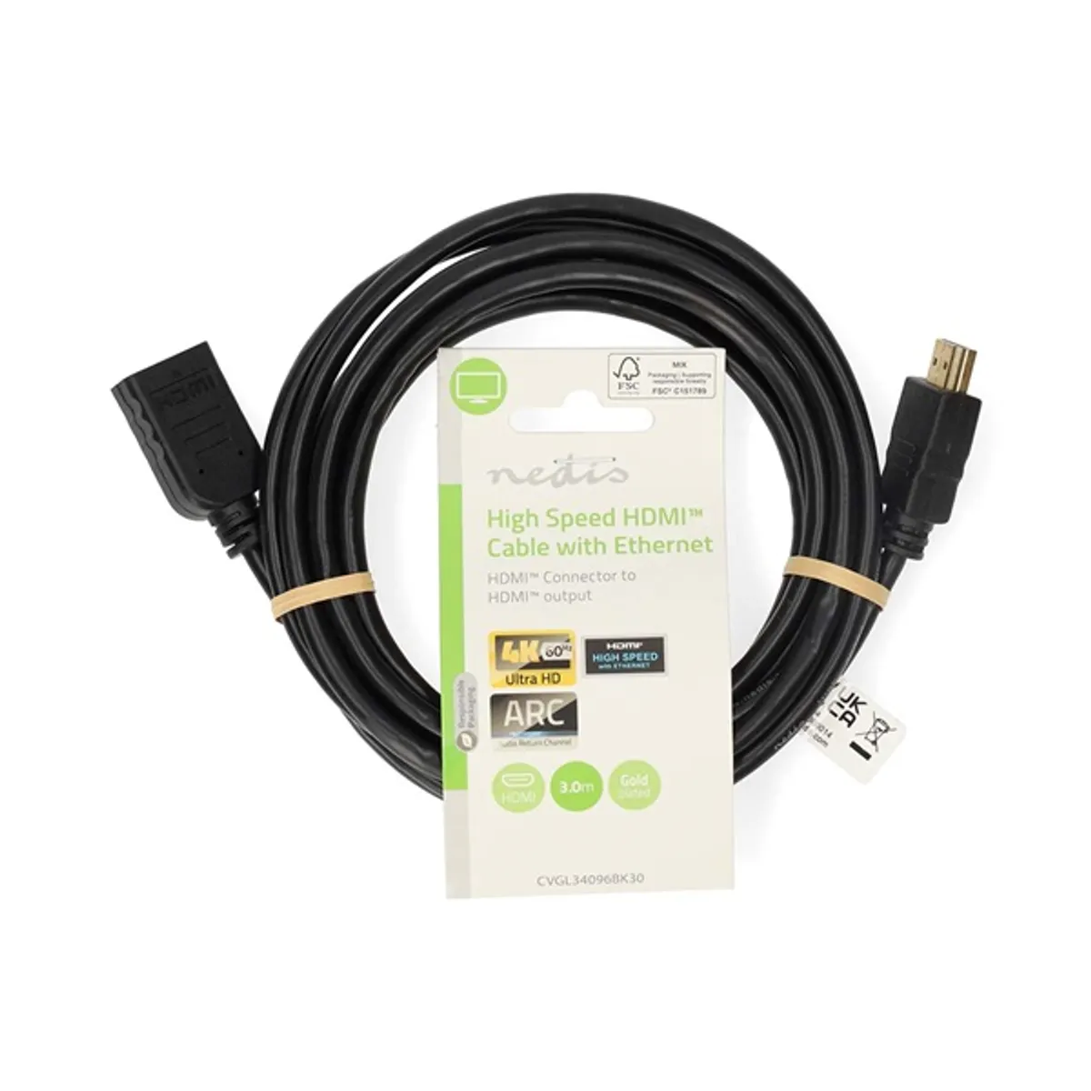 NEDIS CVGL34096BK30 kábel 30 cm fekete #3
