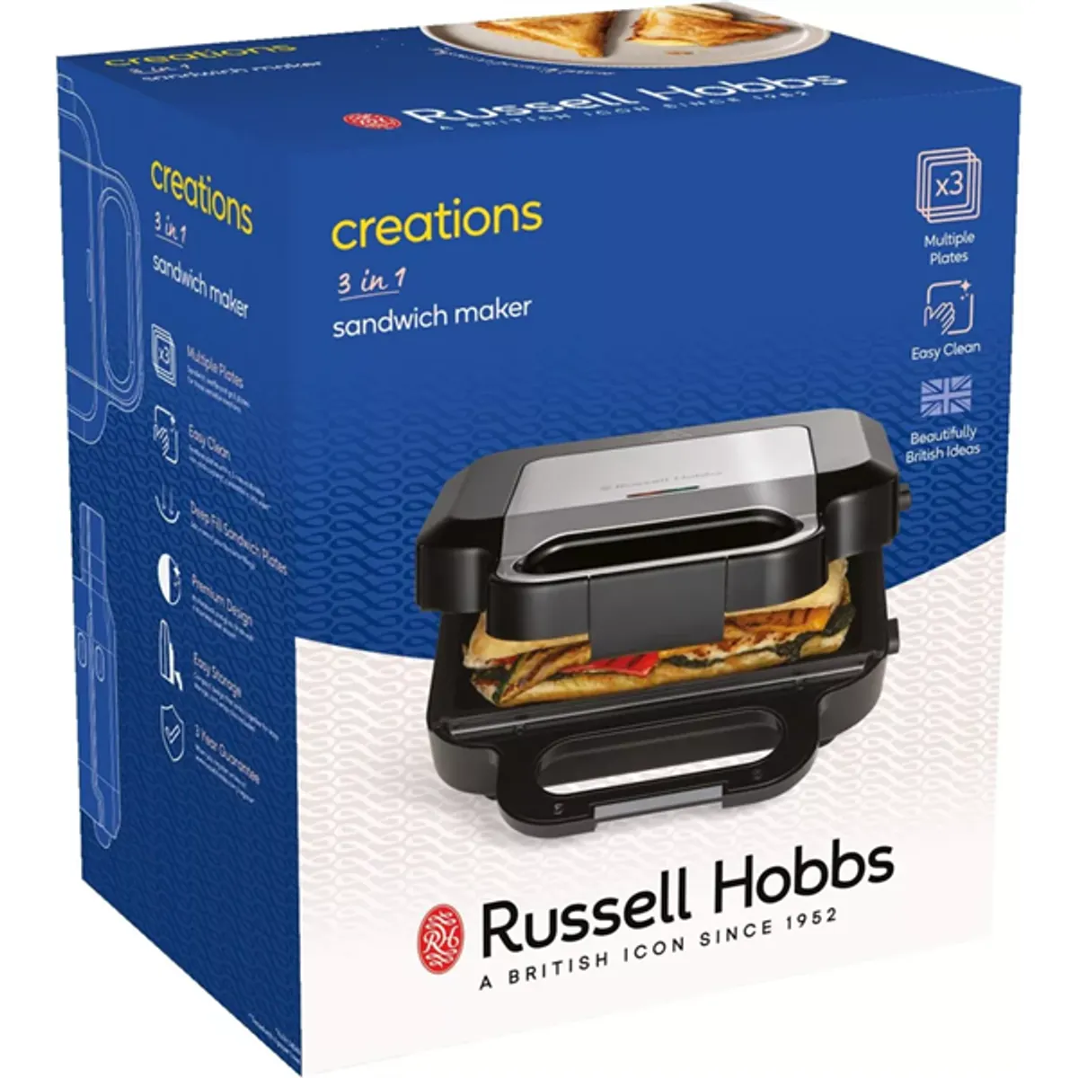 RUSSELL HOBBS 26810-56 Creations 3in1 szendvicssütő kivehető sütőlapok tapadásmentes bevonat mosogatógépben mosható #4