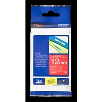 BROTHER TZE435 laminált szalag piros alapon fehér 12mm 8m #2