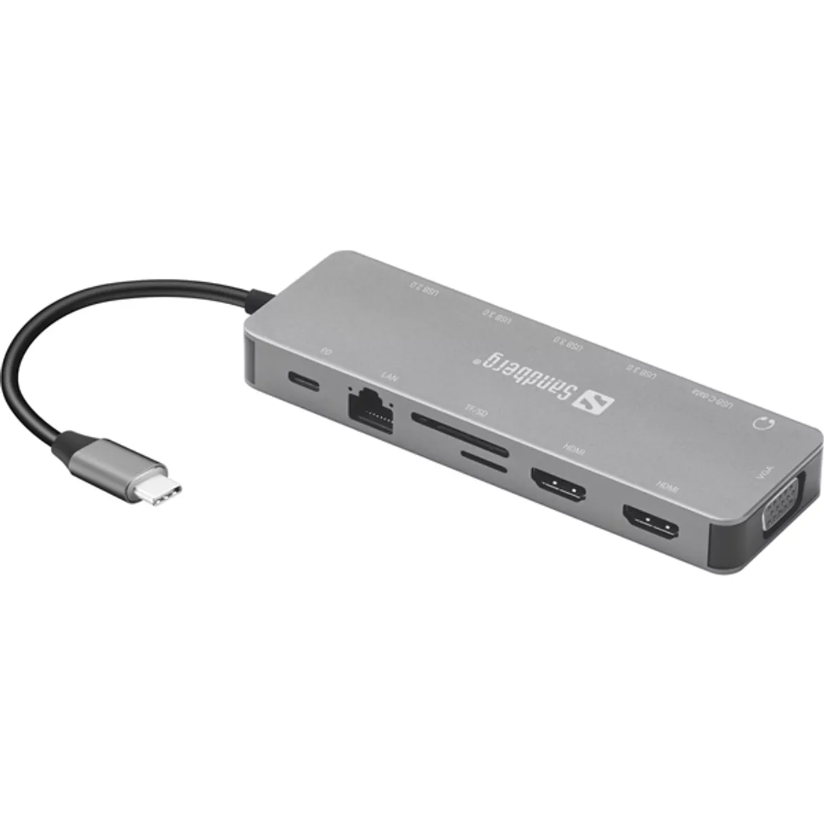 SANDBERG 136-45 USB-C 13-in-1 utazó dokkoló 2x HDMI VGA RJ-45 SD kártyaolvasó 100W PD #2