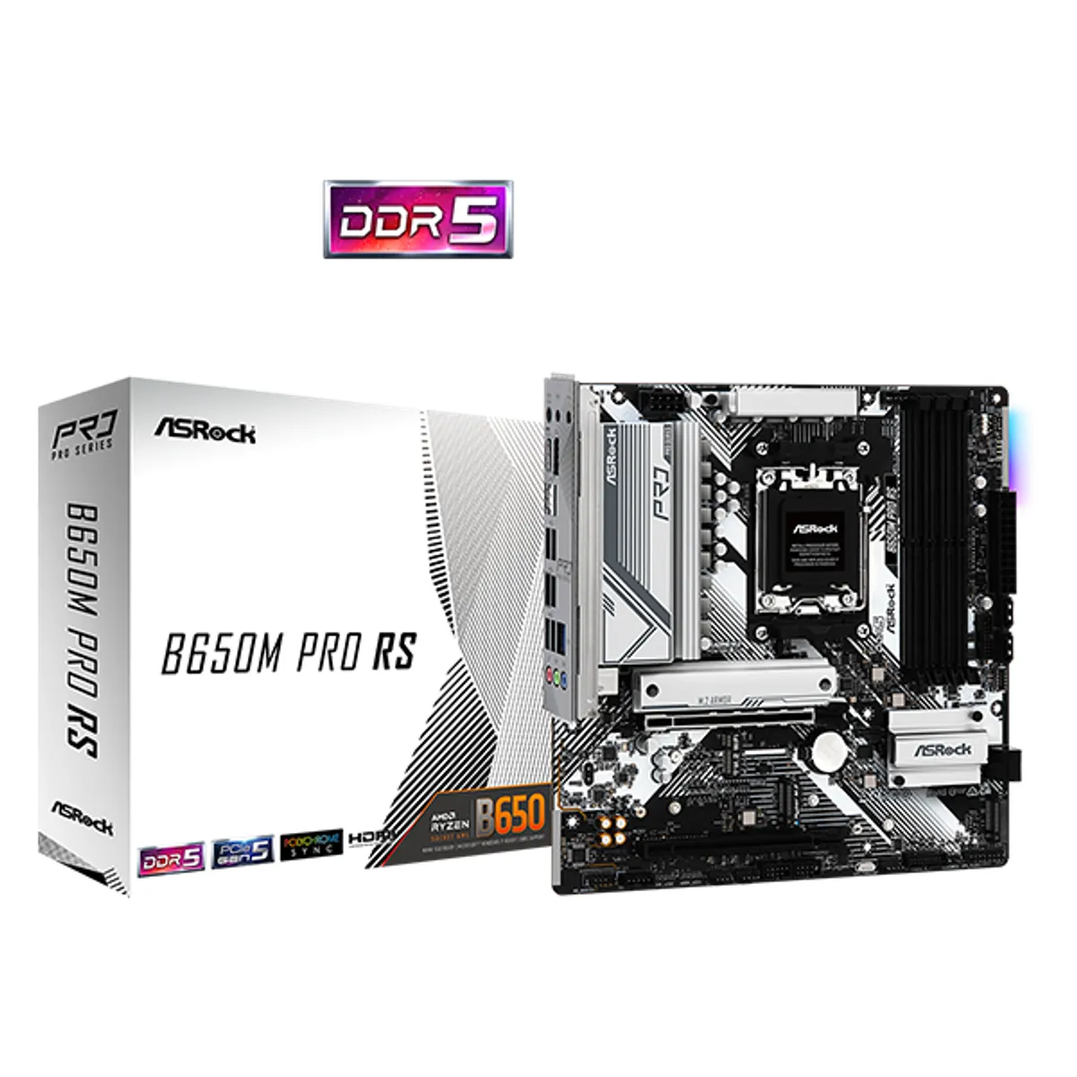 Asrock B650M Pro RS AM5 mATX DDR5 7200+ MHz 2.5G LAN 1x PCIe4.0 x16 1x PCIe3.0 x16 3x M.2 HDMI DisplayPort #1