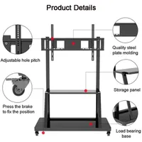 Techly ICA-TR30 mobil tévétartó 55-100" LED LCD, VESA 800x600, max 150 kg, 2 pozícióban állítható magasság, kerekes talp fekete #7