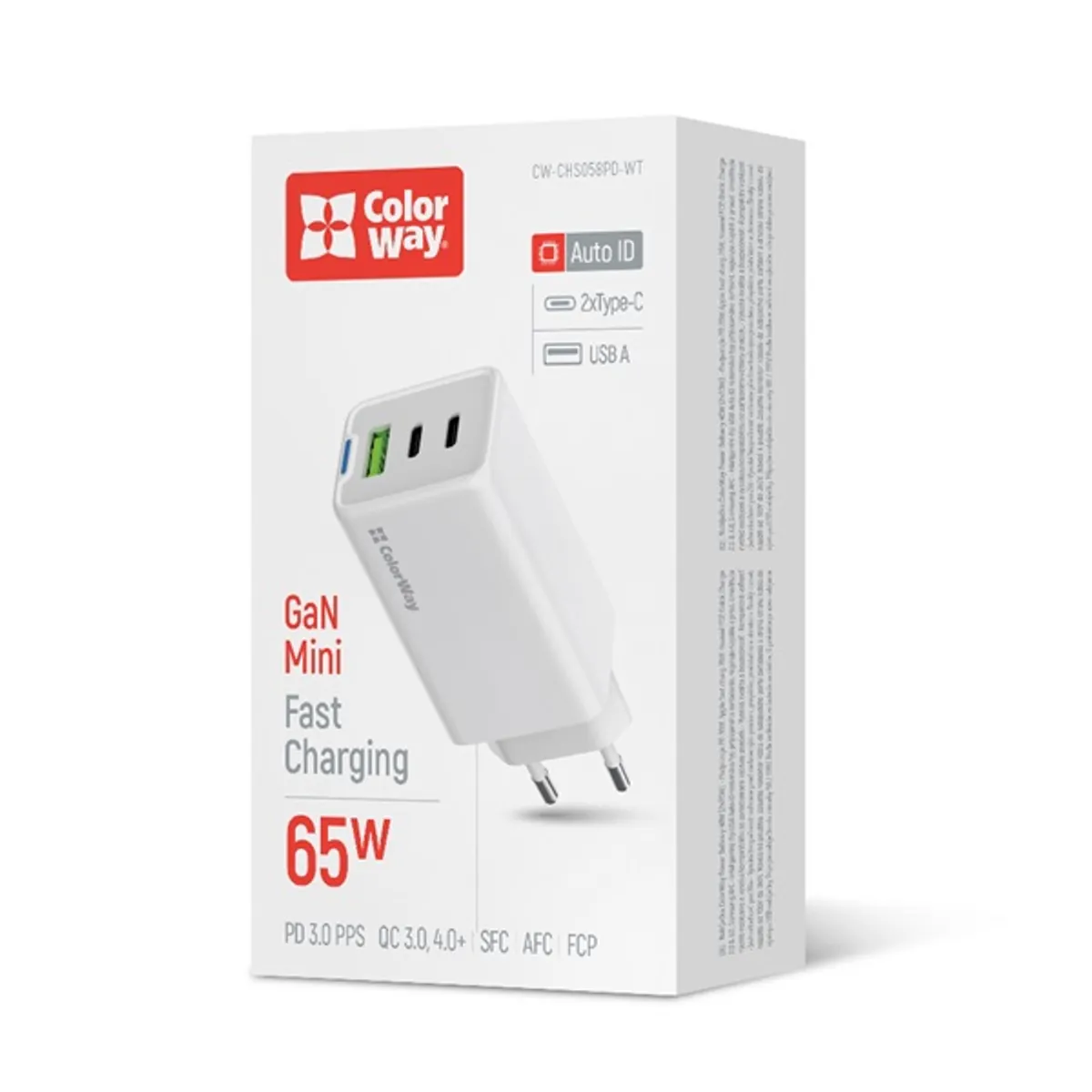 ColorWay CW-CHS058PD-WT GaN Mini 65W PD PPS 2x USB-C 1x USB-A töltő fehér #2