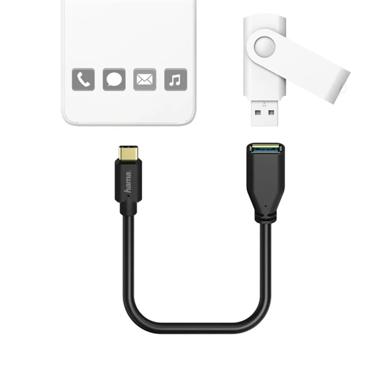 Hama 00201605 USB Type-C OTG adapter 0,15 m aranyozott dugasz fekete #1