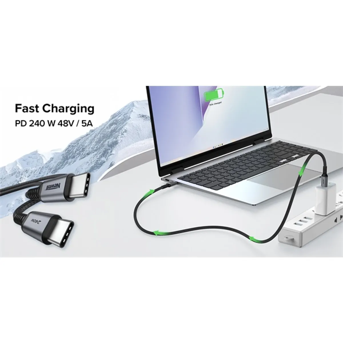 NEWELL NL4441 USB-C 240 W PD kábel 2 m E-marker PD 3.1 #3