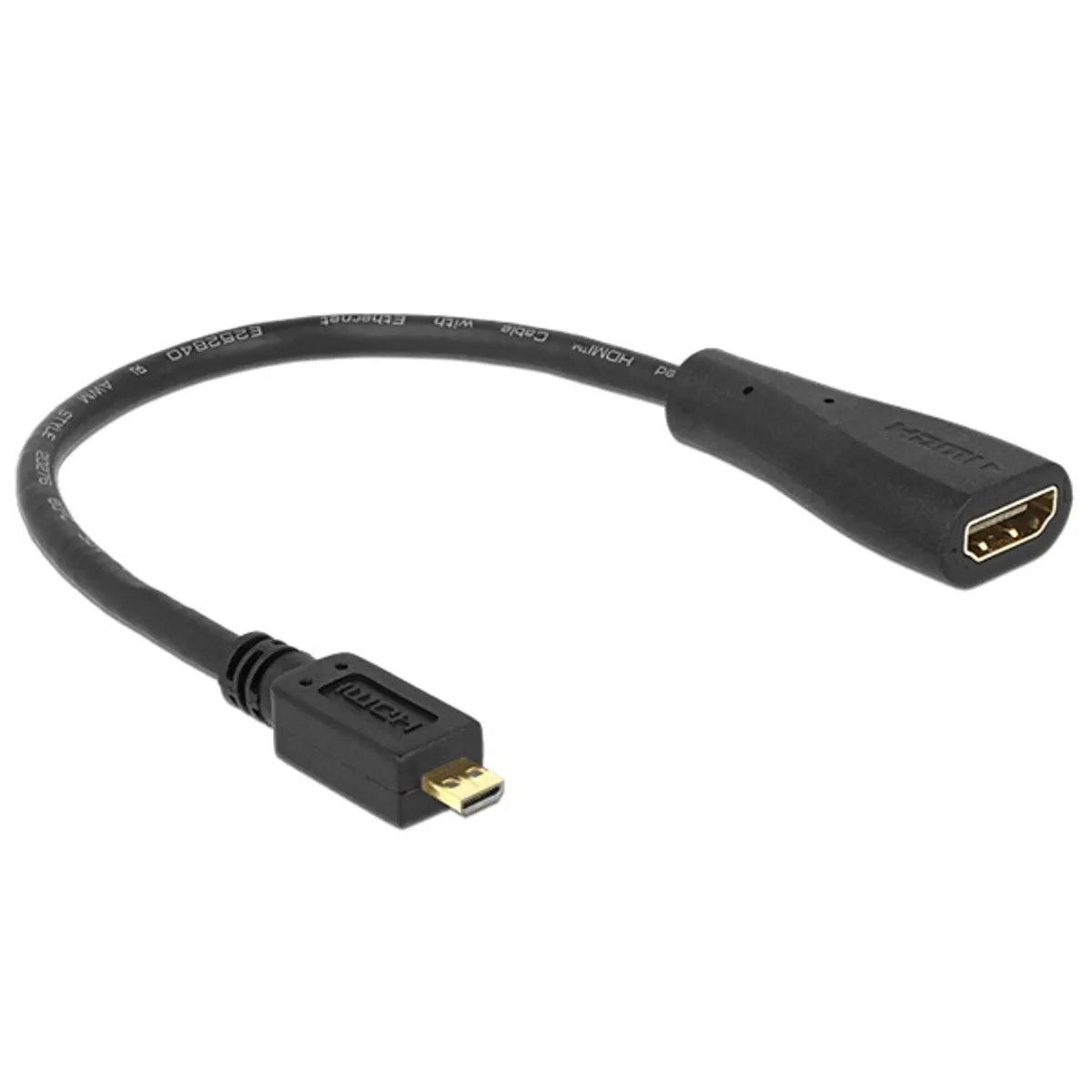 DELOCK 65391 HDMI micro-D male to HDMI-A female adapter 0,23 m fekete #1
