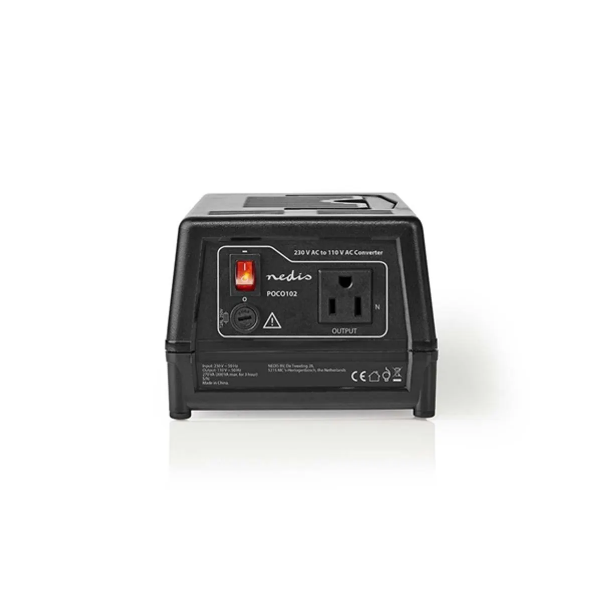 Nedis POCO102 feszültségátalakító 230 V AC - 110 V AC 270 W földelt USA kimenet asztali kivitel fogantyúval #1