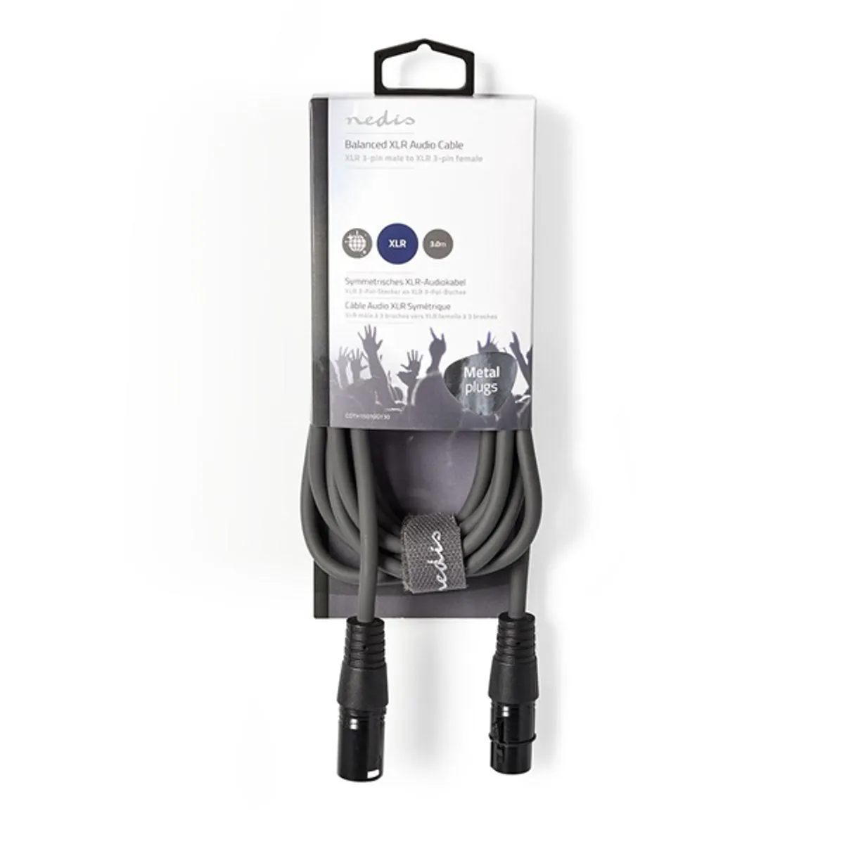 NEDIS COTH15010GY30 OnStage XLR 3m szimmetrikus audió kábel, XLR dugó aljzat, nikkelezett csatlakozók #1