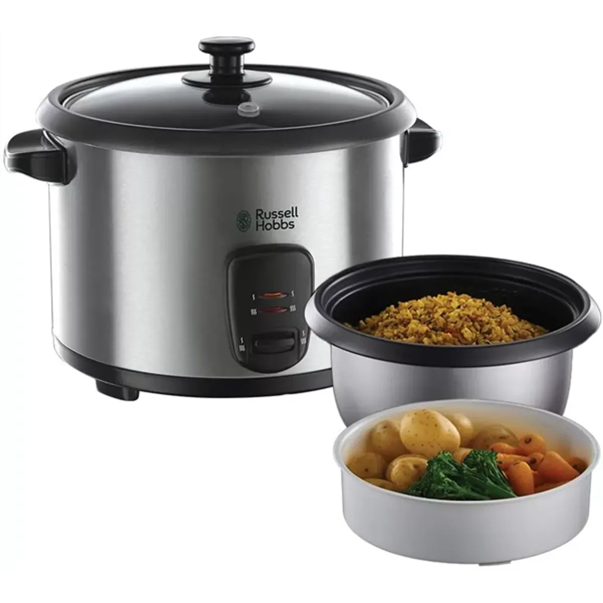 Russell Hobbs 19750-56 Cook@Home rizsfőző és pároló 1,8 L, 700 W, tapadásmentes belső edény, gőzölő kosár, üvegfedél, automatikus melegen tartás #2